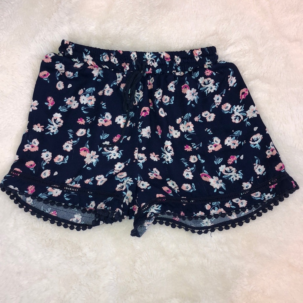 Navy Blue Flowered Soft Shorts